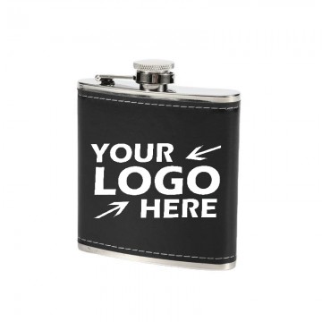 6 OZ Leather Cover Stainless Steel Hip Flask